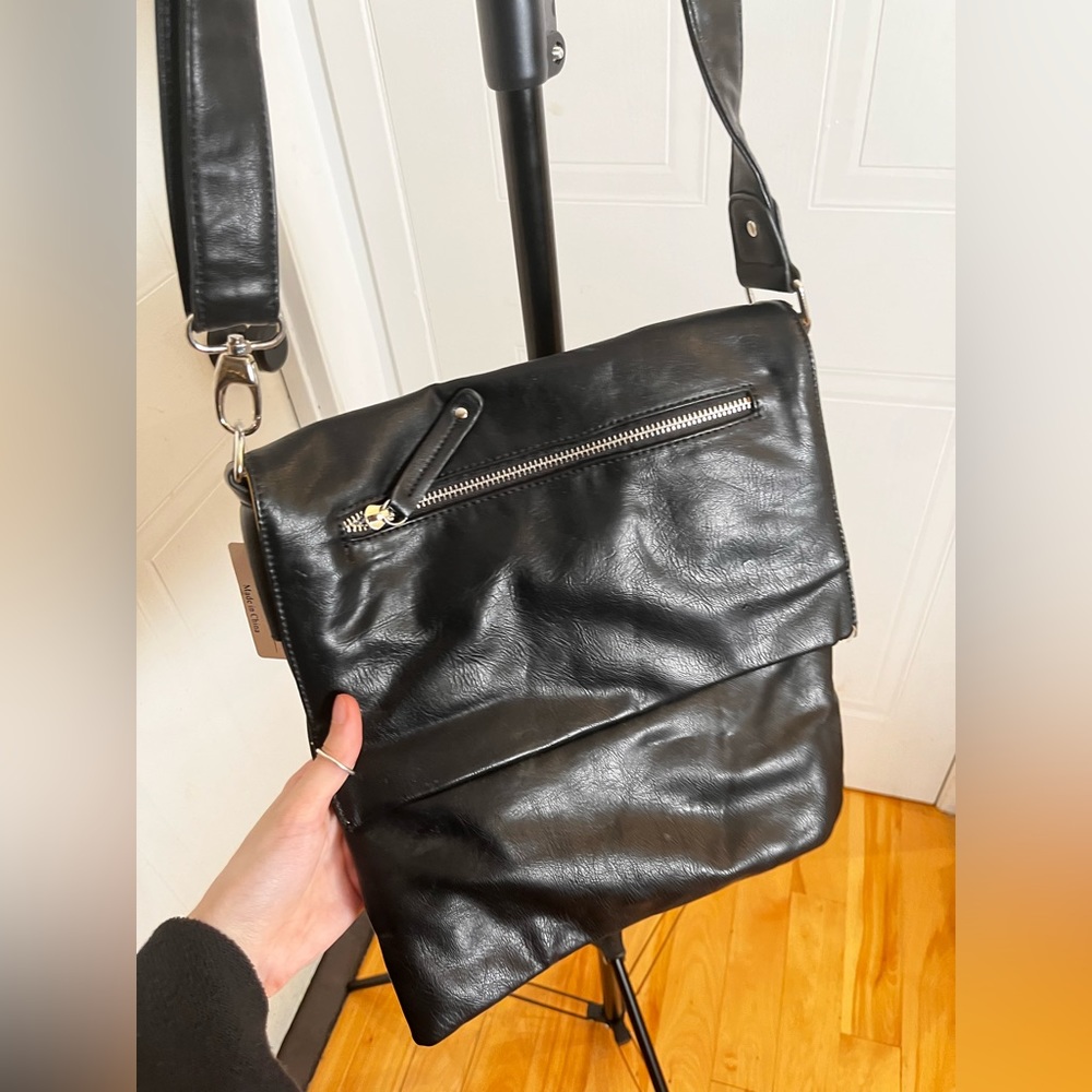 Black Faux Leather Bag